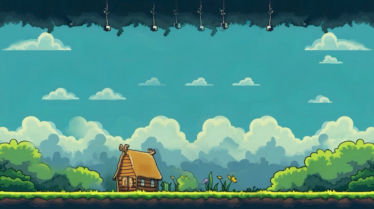 A branded game background.